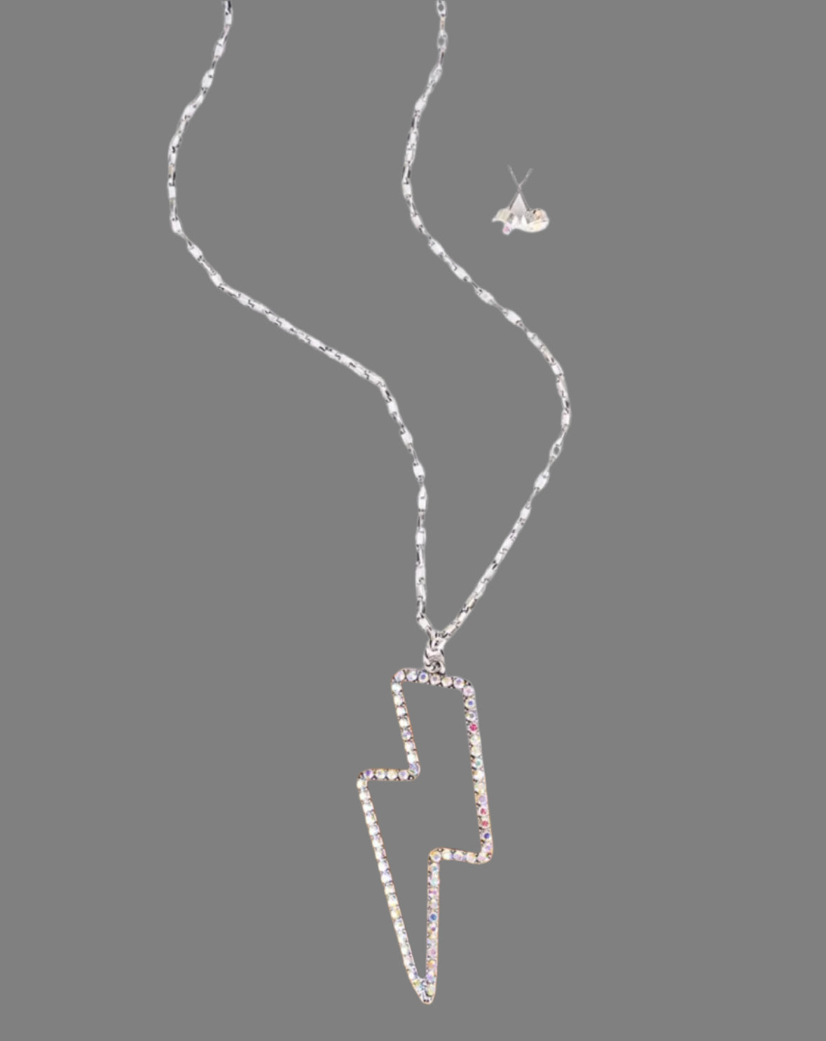 Iridescent Crystal Trim Lightning Bolt Necklace