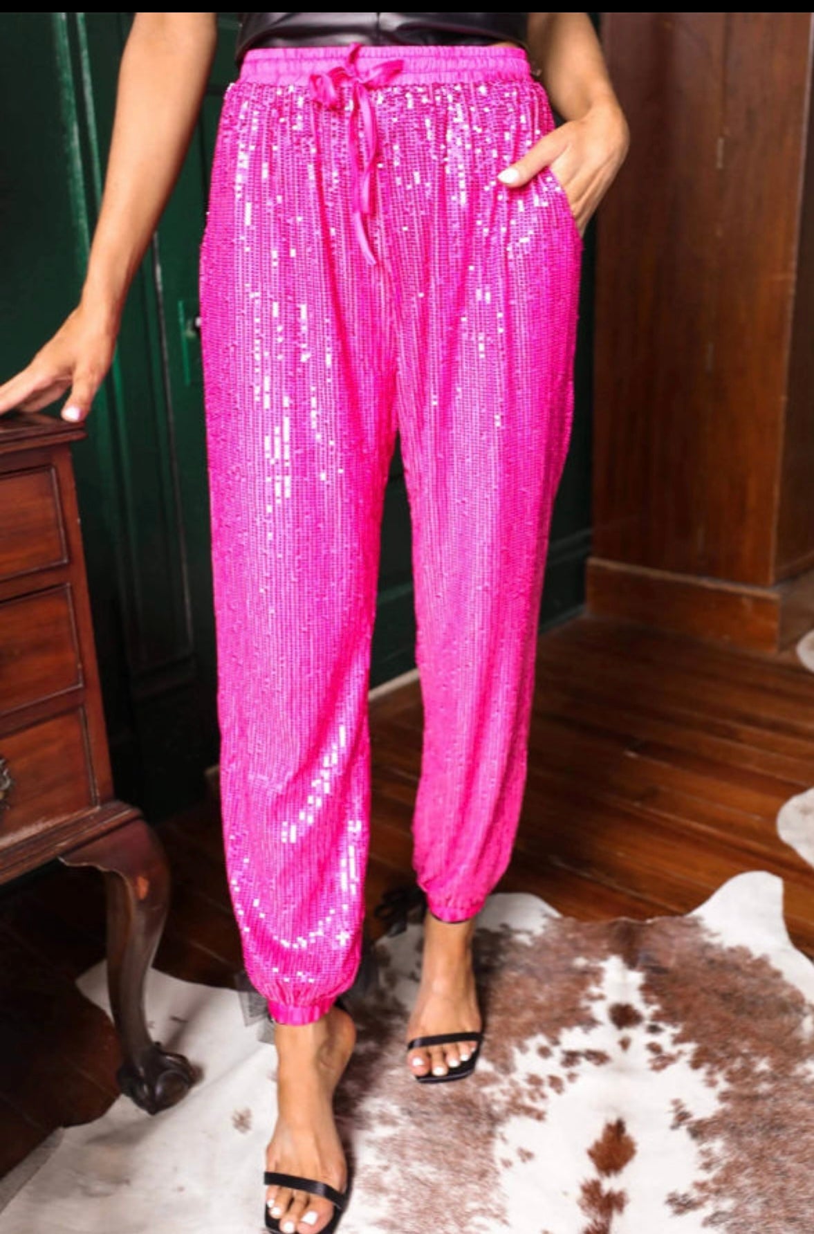 Hot Pink Sequin Jogger