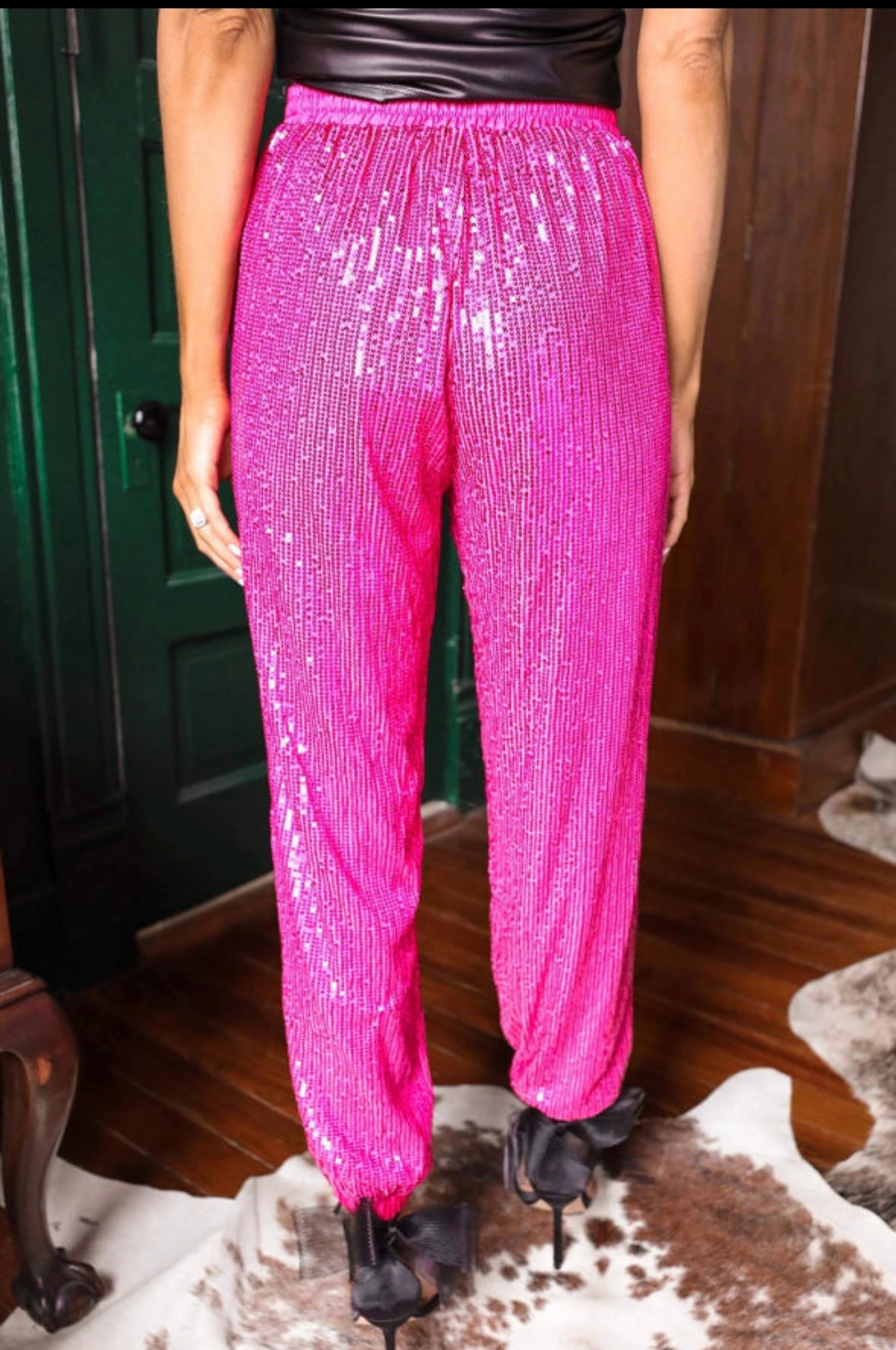 Hot Pink Sequin Jogger