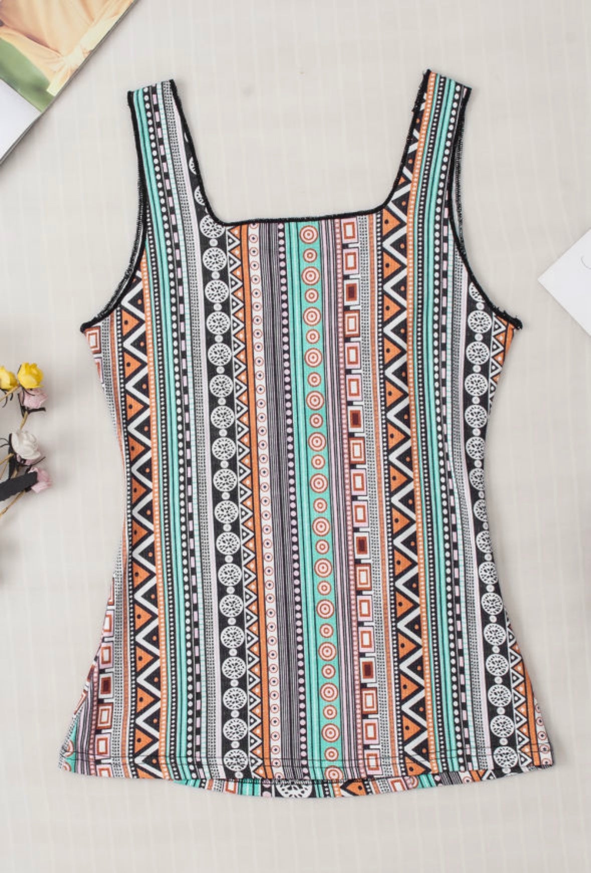 Green Western Geo Print Tank