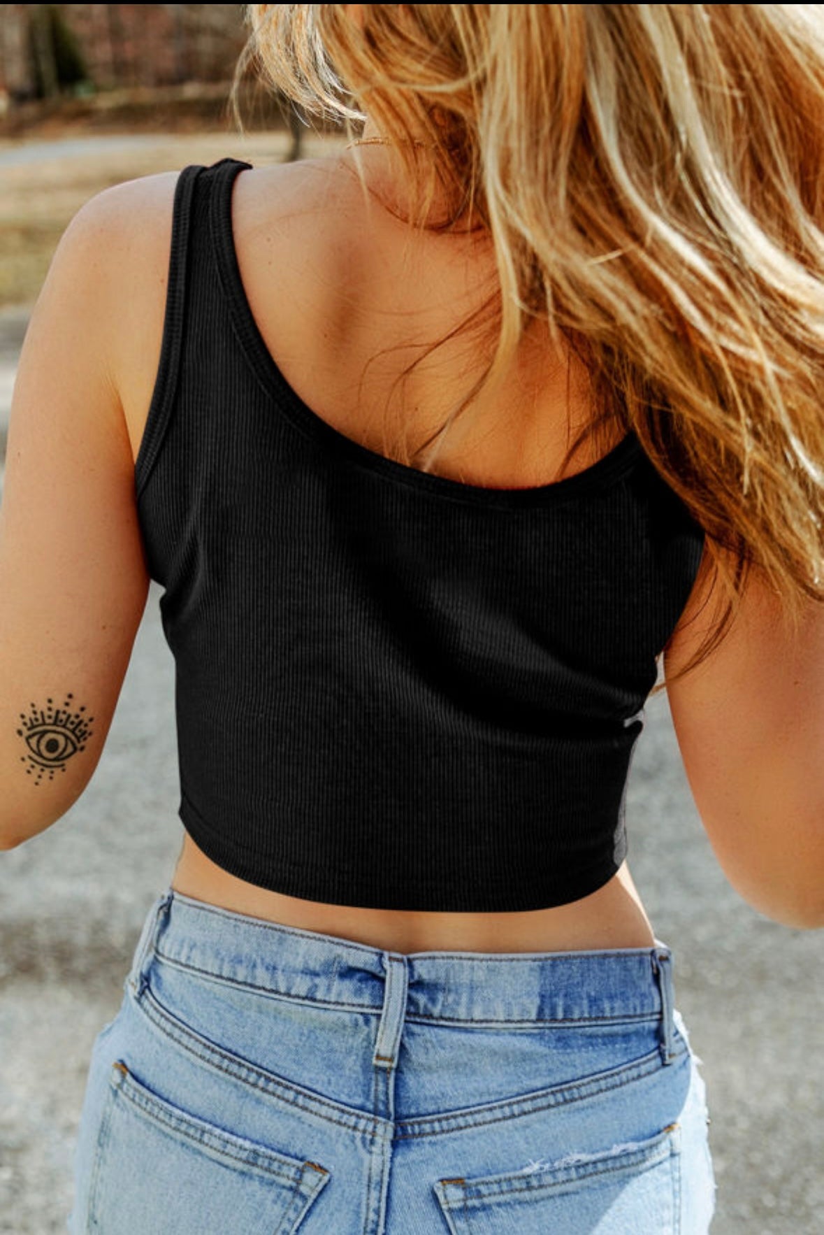 Ribbed Knit Cropped Tank Top