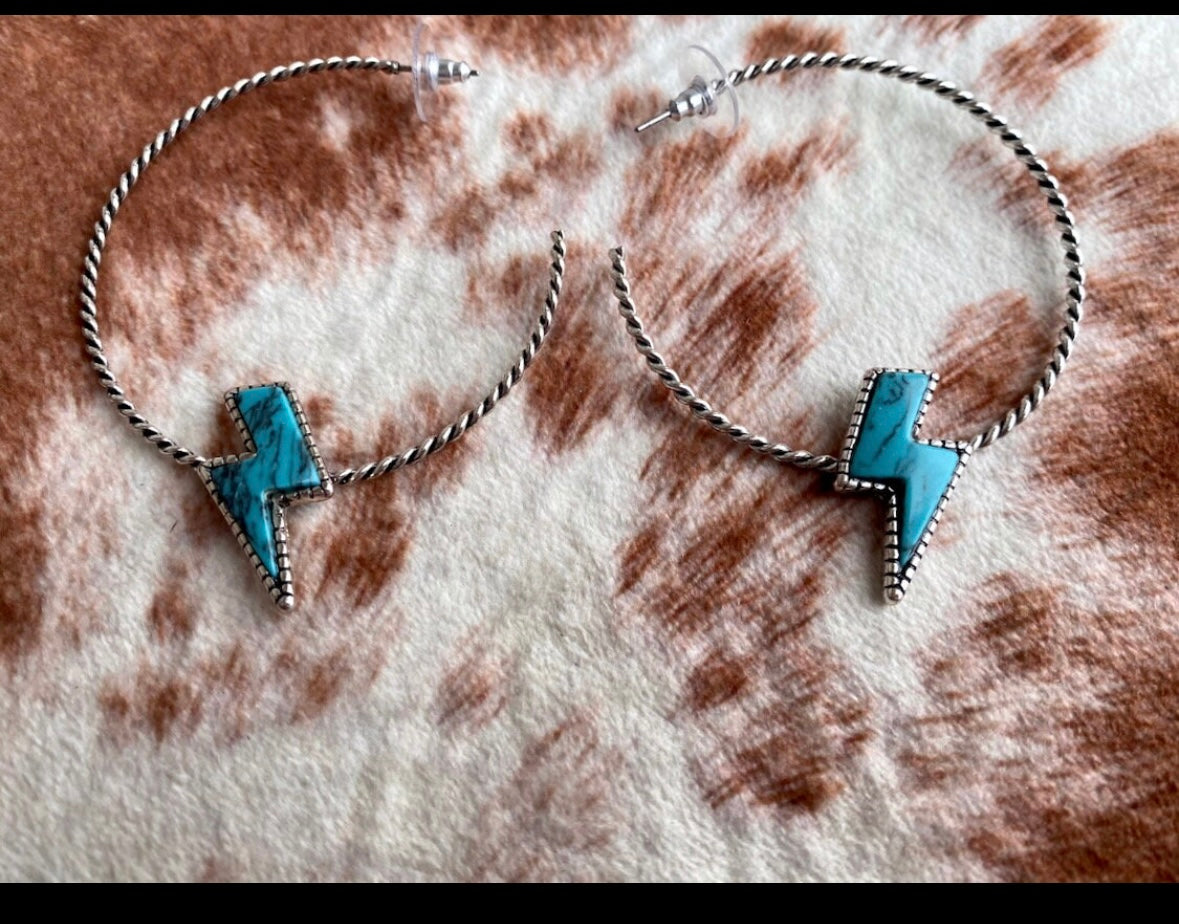 Lightning Bolt Hoop Earrings