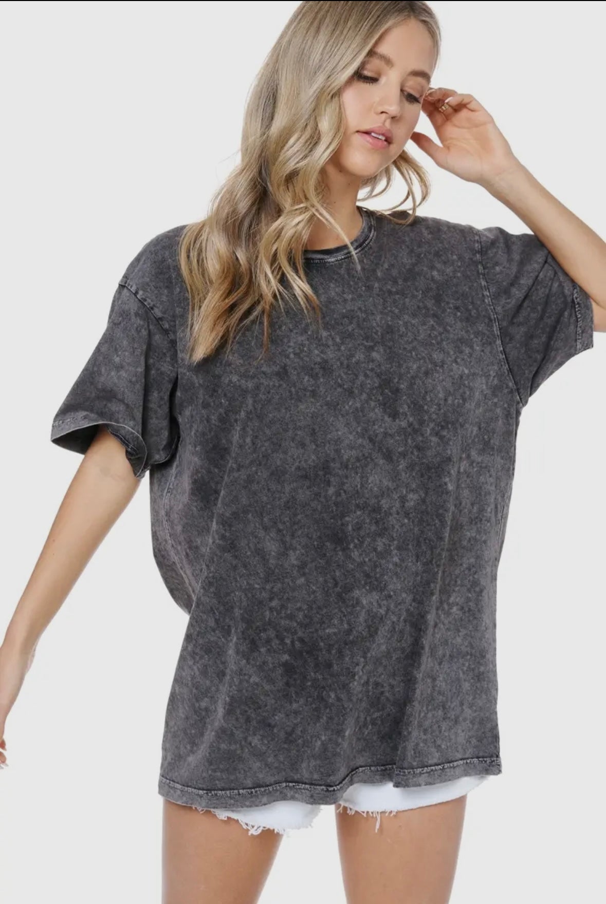 Black Mineral Washed Boyfriend Tee