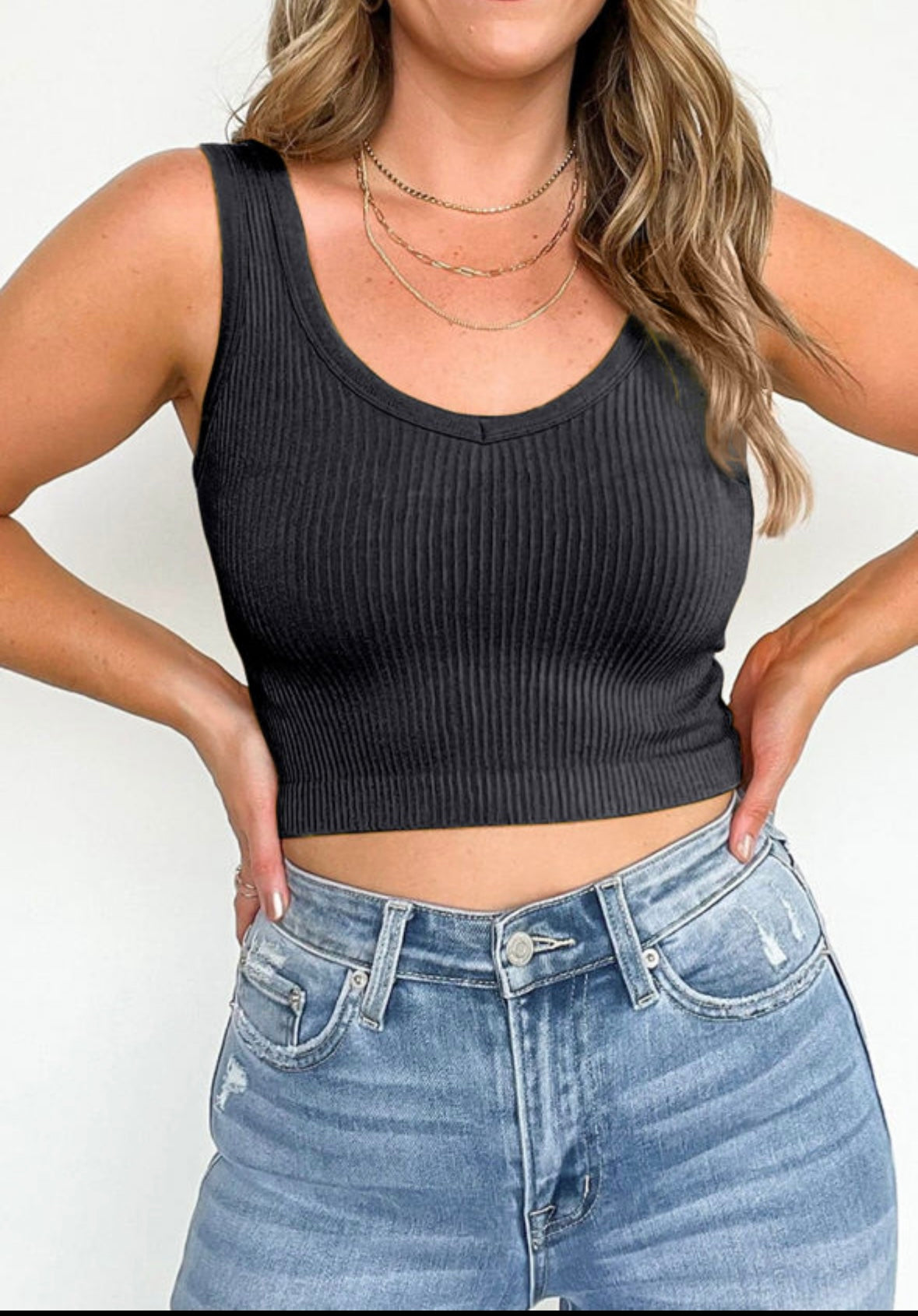 Blackwashed Thick Ribbed Seamless Cropped Tank