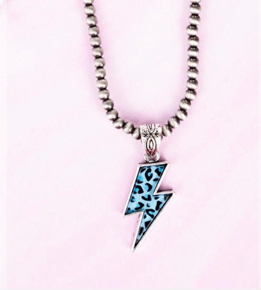 Leopard Lightening Faux Navajo Pearl Necklace