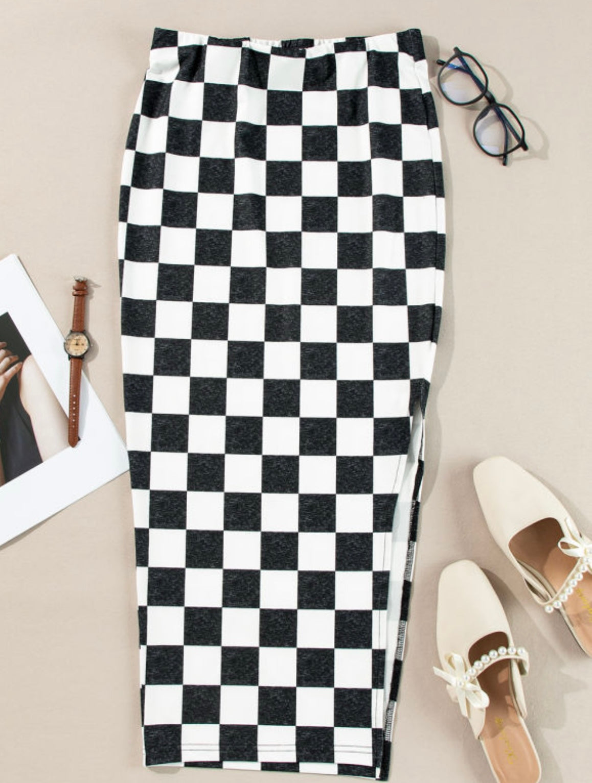 Checkered Midi Skirt