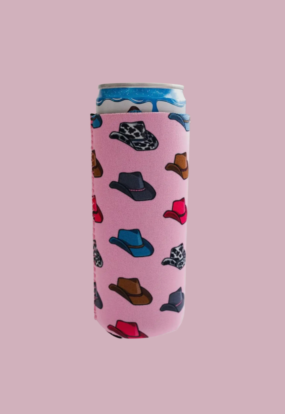 Pink Cowboy Hat Tall Can Koozie 2-Pack