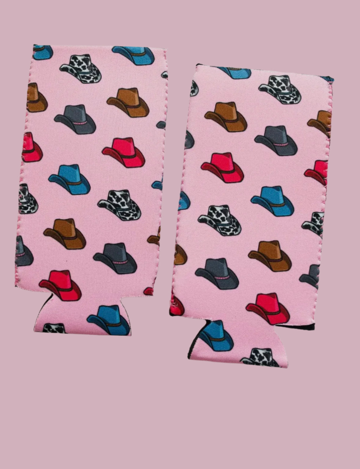 Pink Cowboy Hat Tall Can Koozie 2-Pack