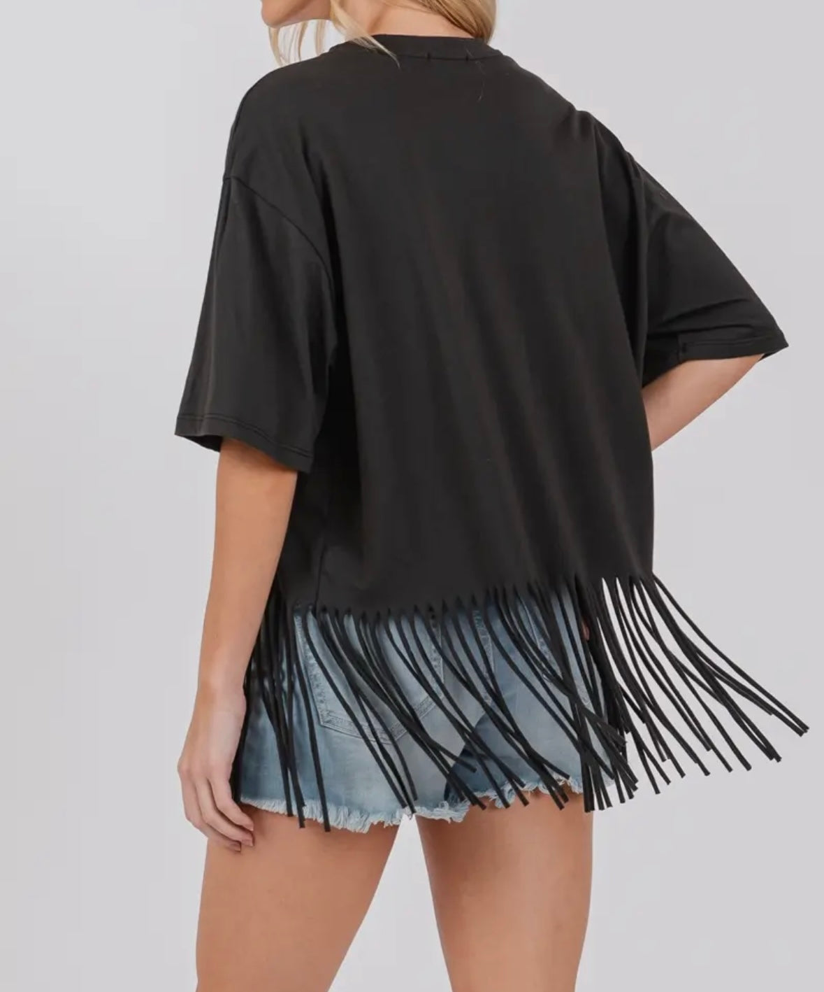 Grey Fringe Tee