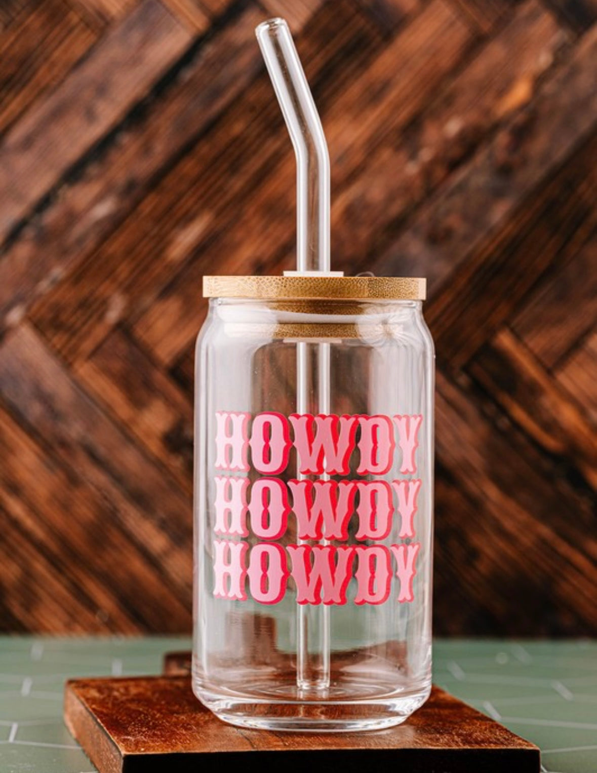 HOWDY Glass Can W/Lid