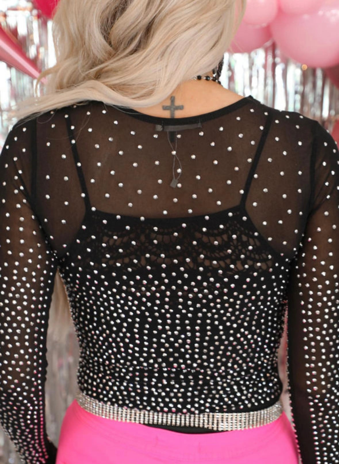 Black Rhinestone Embellished Bodysuit