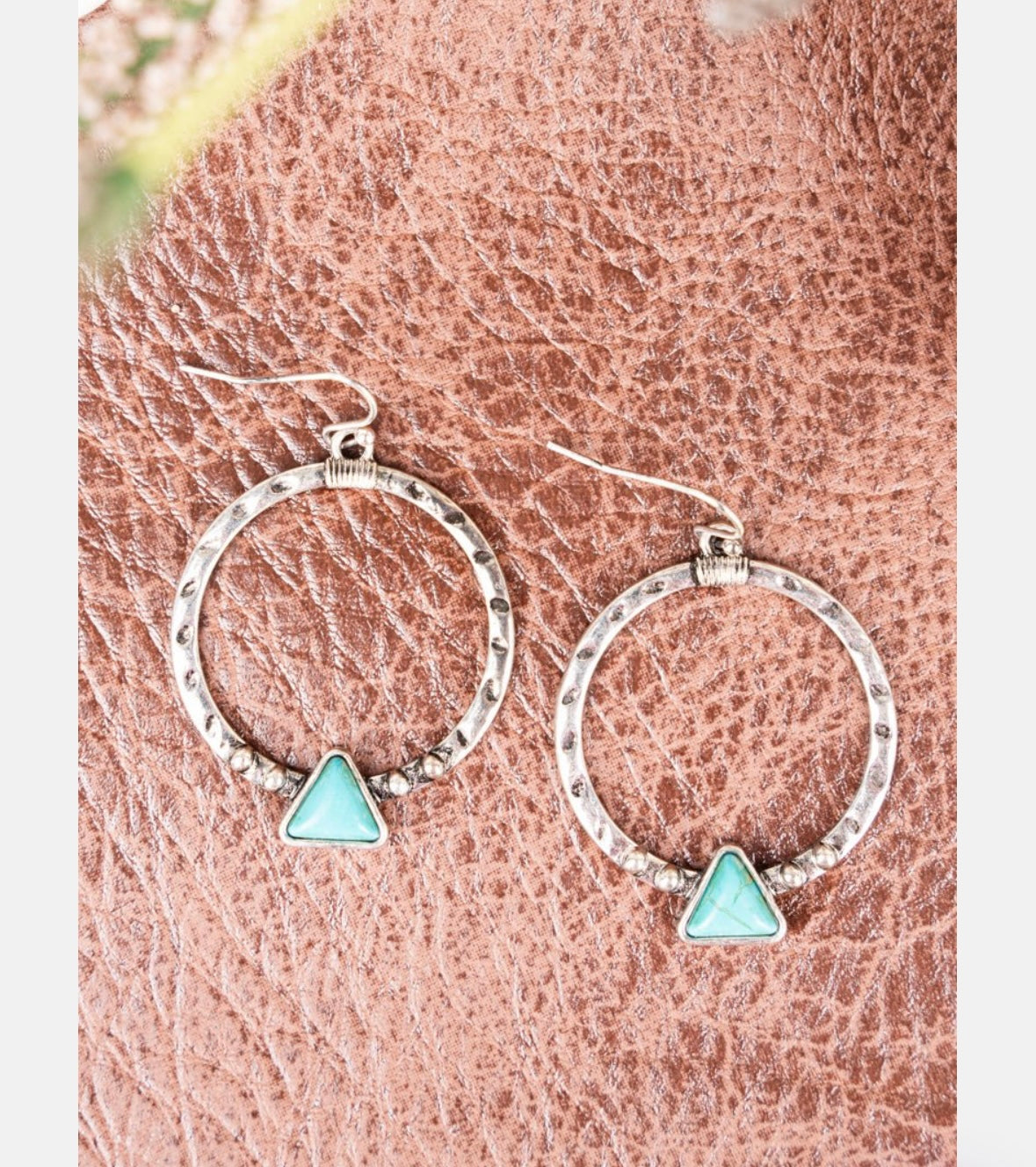 Faux Turquoise Closed Hoop Earrings
