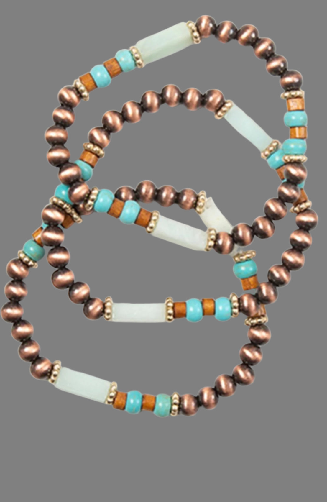 Wood Bead Layered Stretch Bracelet Set