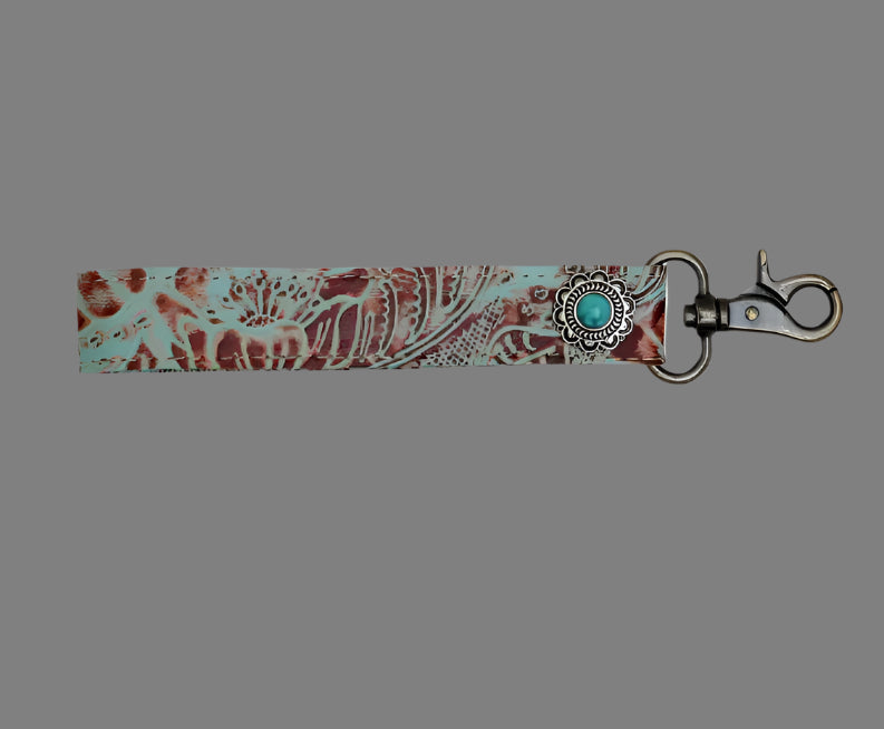 Aquamarine Leather Key Fob