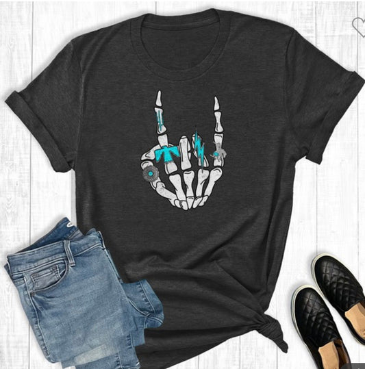 Turquoise Skeleton Graphic  Tee
