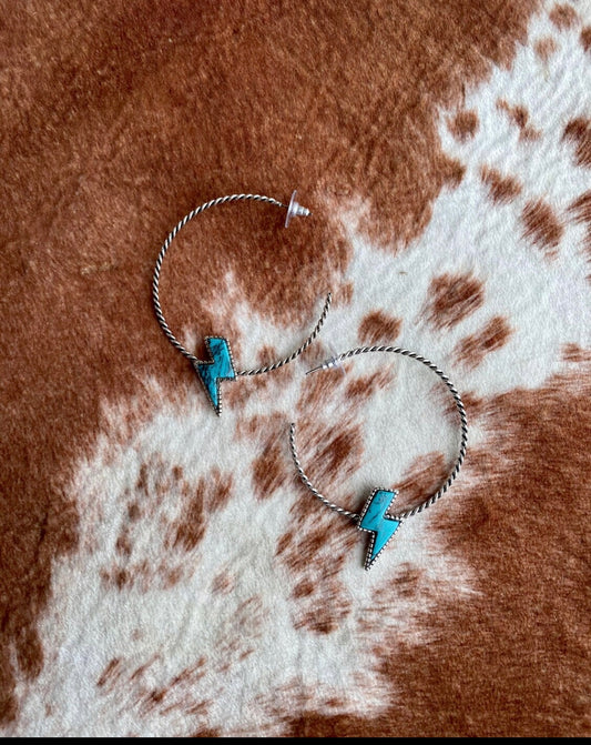 Lightning Bolt Hoop Earrings