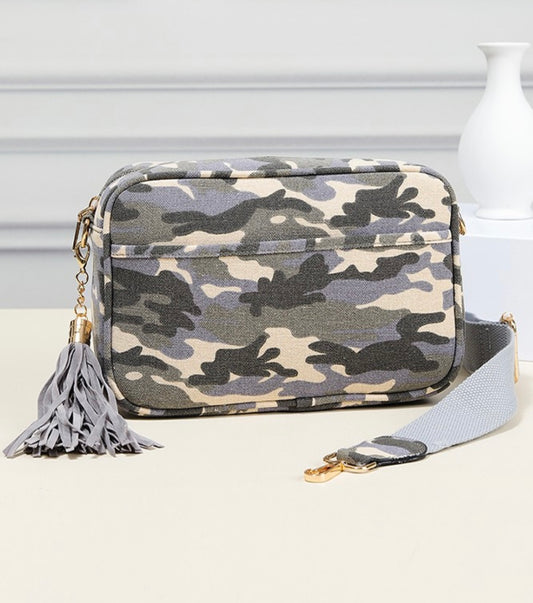 Camo Print Canvas Camera Bag