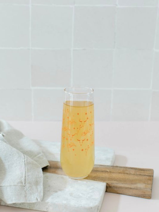 Western Print Stemless Champagne Flute